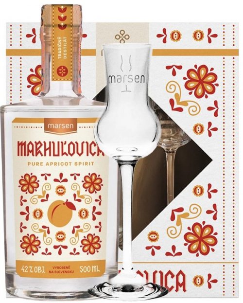 Marsen Marhuľovica Traditional alk.42% + pohár 0,5L, ovdest, DB