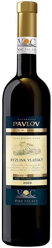 Vinařství Pavlov Ryzlink vlašský VOC 0,75L, r2022, vzh, bl, su