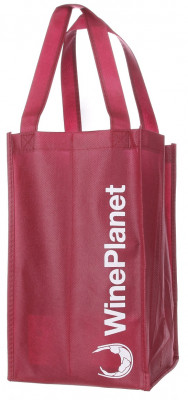 Netkaná taška na 4 flaše bordová s logom WinePlanet (18x17x31)