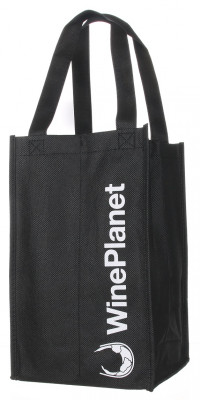 Netkaná taška na 4 flaše čierna s logom WinePlanet (18x17x31)