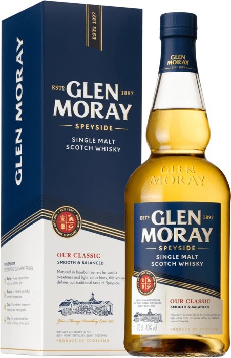 Glen Moray Classic Single Malt whisky 40% 0,7L, whisky, DB