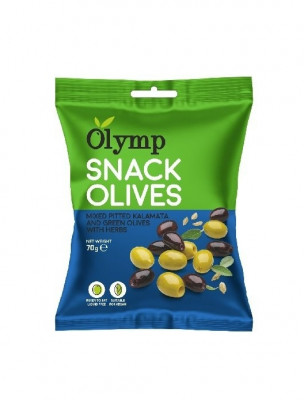 OLYMP Olivový snack - Mix Kalamata tmavé a zelené olivy bylinky 70g,ochr