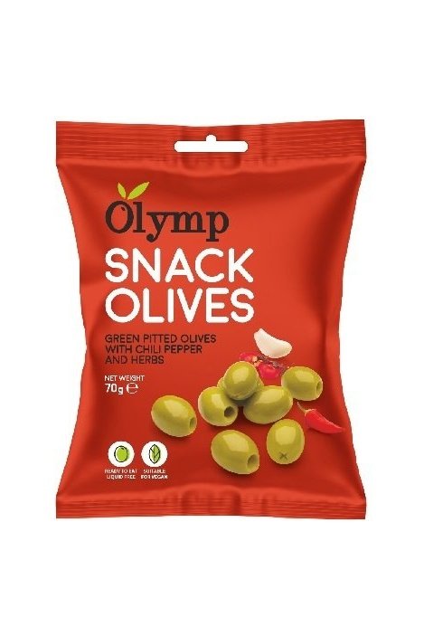 OLYMP Olivový snack - zelené olivy chilli – bylinky 70g,ochr