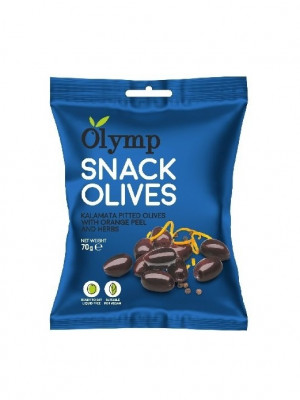 OLYMP Olivový snack - Kalamata tmavé olivy pomarančová kôra-bylinky 70g,ochr