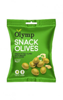 OLYMP Olivový snack - zelené olivy zázvor – bylinky 70g,ochr