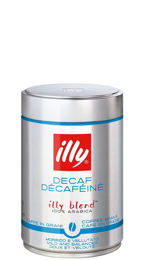 illy káva zrnková bezkofeínová 250g,  plech