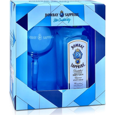 Bombay Sapphire Gin 40% + Box + Pohár 0,7L, DB