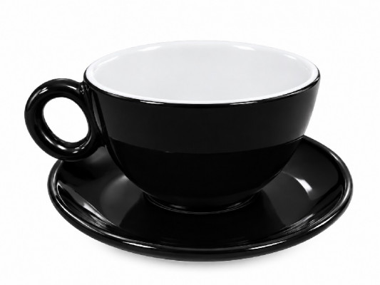 Cappuccino šálka s podšálkou, čierna, bez loga