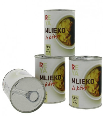Reya Mlieko do kávy 410 g, zahustené nesladené mlieko 0,41L, ko
