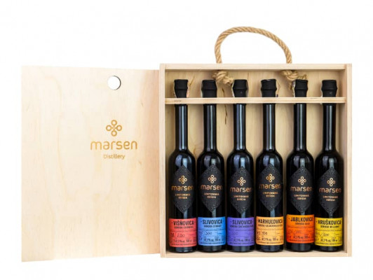 Marsen Darčekový set 6x0,1L Hrušk, Višň, Sliv, Jabl, Hroz, Marh 42,3% 0,6L, ovdest, DB