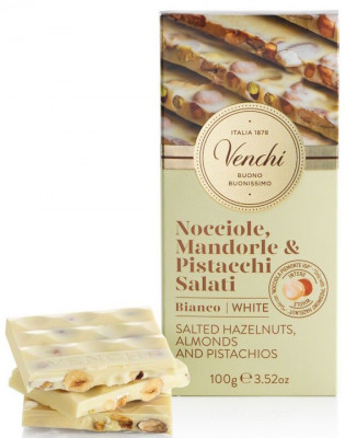 VENCHI Biela čokoláda so slanými orieškami 95g,bielcok