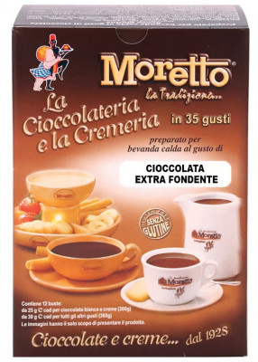 MORETTO Hot Chocolate zmes na prípravu horúceho mliečneho nápoja – extra-tmavá, balenie 12x30g,tmacok