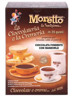 MORETTO Hot Chocolate tmavá s mandľami, balenie 12x30g,tmacok