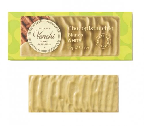 VENCHI Pistachio SNACK kakaová sušienka v pistáciovej čokoláde, 35g,bielcok
