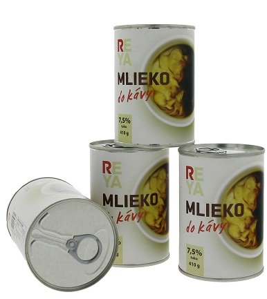 Reya Mlieko do kávy 410 g, zahustené nesladené mlieko 0,41L, ko