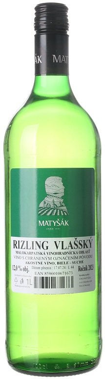 Matyšák Rizling vlašský 1L, r2024, ak, bl, su, sc