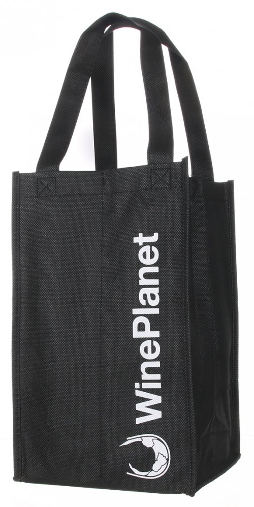 Netkaná taška na 4 flaše čierna s logom WinePlanet (18x17x31)