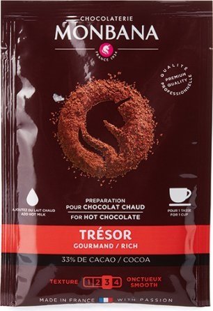 Monbana Tresor de Chocolate 33% Cacao, horúca čokoláda v prášku, 25kg,, 100 ks v balení
