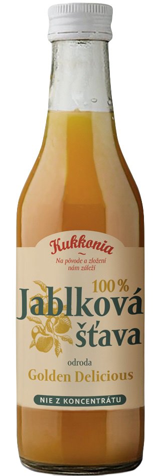 Kukkonia prírodná jablková šťava Golden Delicious 0,25L, sklo
