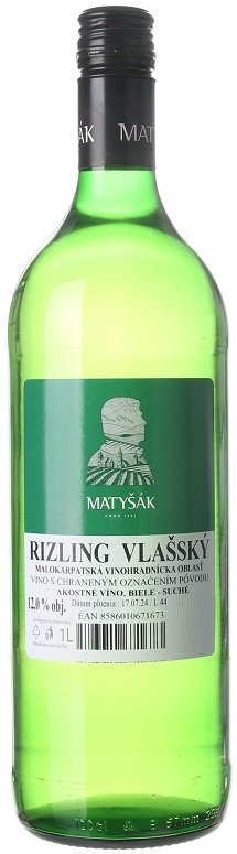 Matyšák Rizling vlašský 1L, r2025, ak, bl, su, sc