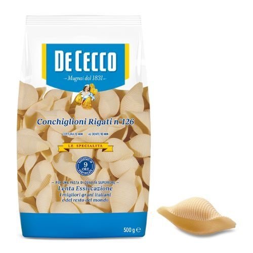 DE CECCO semolinové cestoviny Conchiglioni Rigati, 500 g