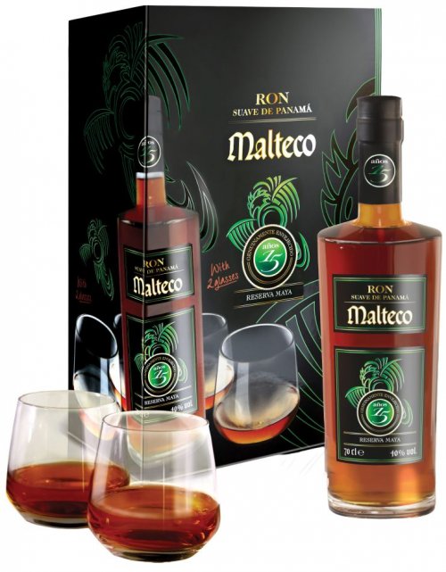 Malteco Reserva Maya Aňos 15YO s 2 pohármi 40 % 0,7L, rum, DK